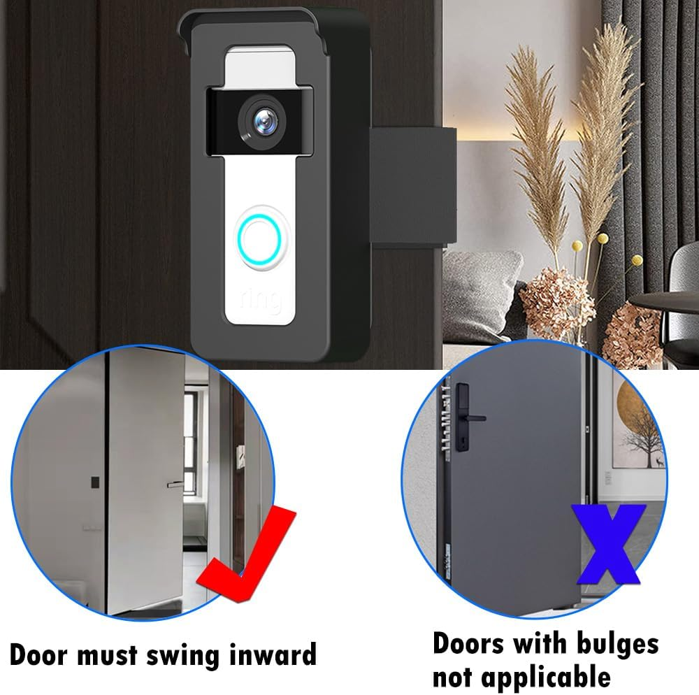 IRONA Anti-Theft Ring Video Doorbell Mount, No-Drill Mounting Bracket for Ring Doorbell,Waterproof Bracket for Ring&Blink Video Doorbell, Easy Installation, Black image number 1