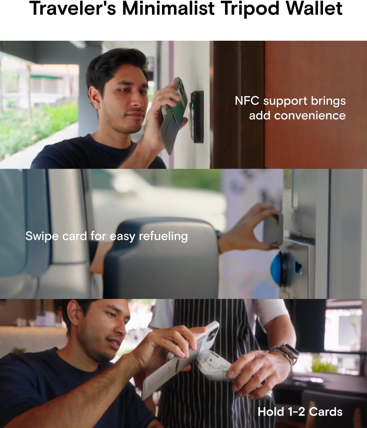 MOFT Phone Tripod Wallet, Magsafe Wallet Tripod Stand, Nfc-Supported Phone Wallet, Pocket-Size Selfie Stick, MOVAS Vegan Leather & Adjustable Angle Card Holder, Travel Essential, Jet Black image number 6