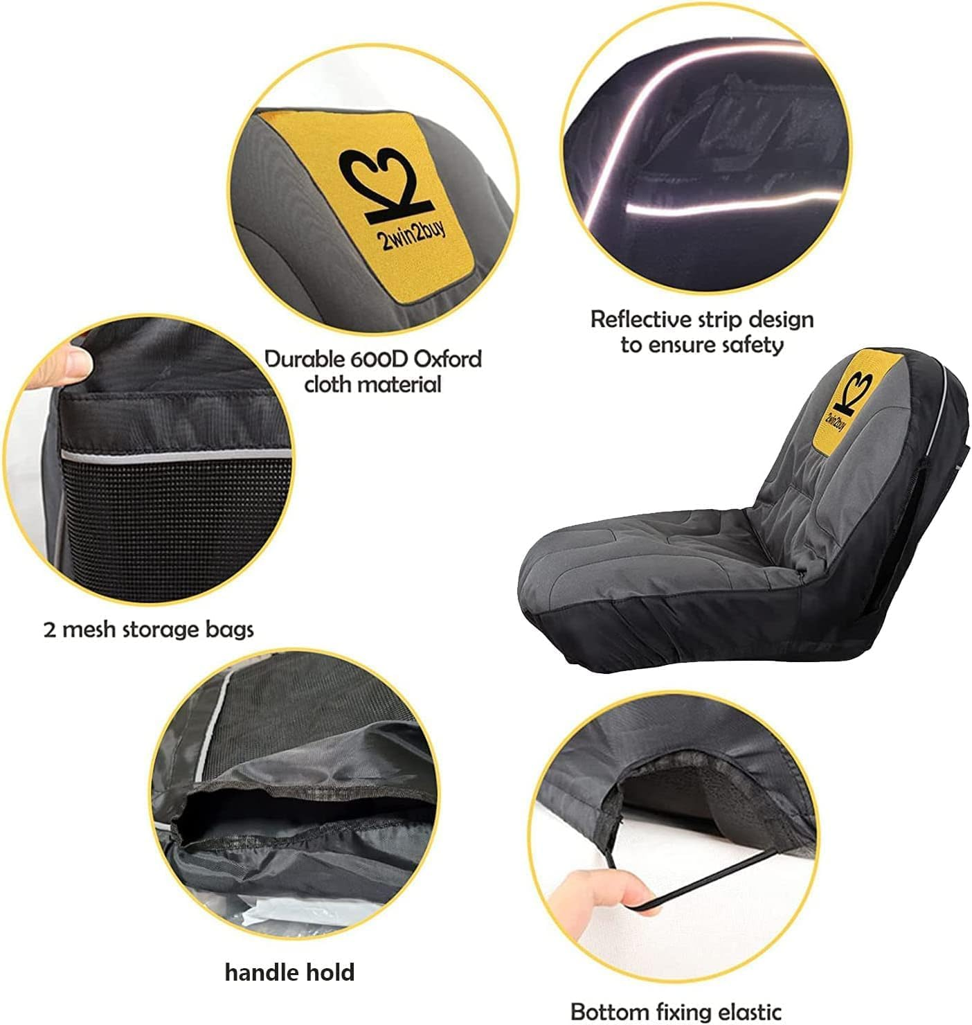 Riding Lawn Mower Seat Cover, Heavy Duty 600D Polyester Oxford Tractor Seat Cover with Padded Cushion Surface, Durable Waterproof Seat Cover Fits Craftsman,Cub Cadet,Kubota Lawn Mower Tractor image number 2