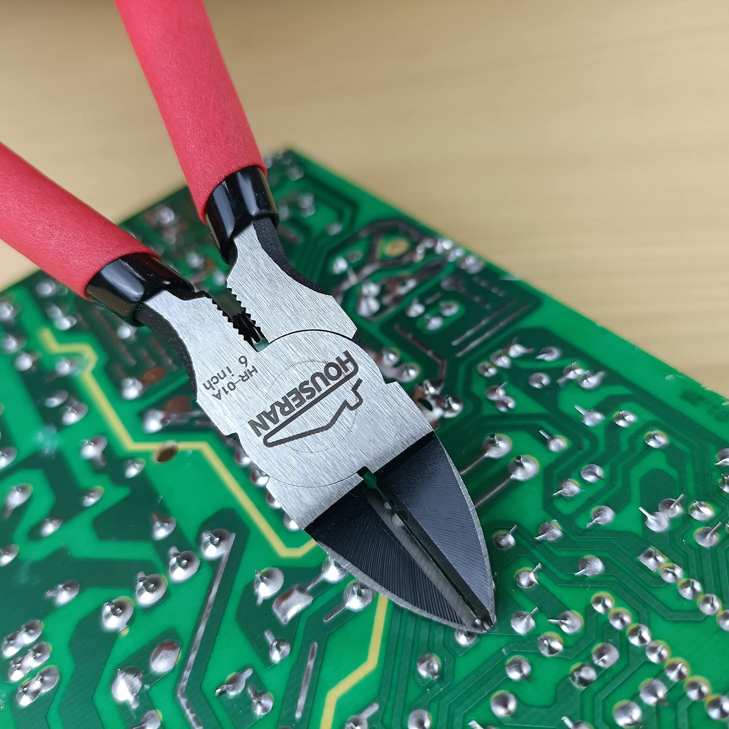 Wire Cutters, 6 Inch Side Cutters, Dikes Wire Cutters Diagonal Cutters with Non-Slip Red Handle, Flush Cutter Pliers, Wire Clippers, Spring Loaded Wire Cutters for Jewelry, Crafting, Zip Tie image number 4