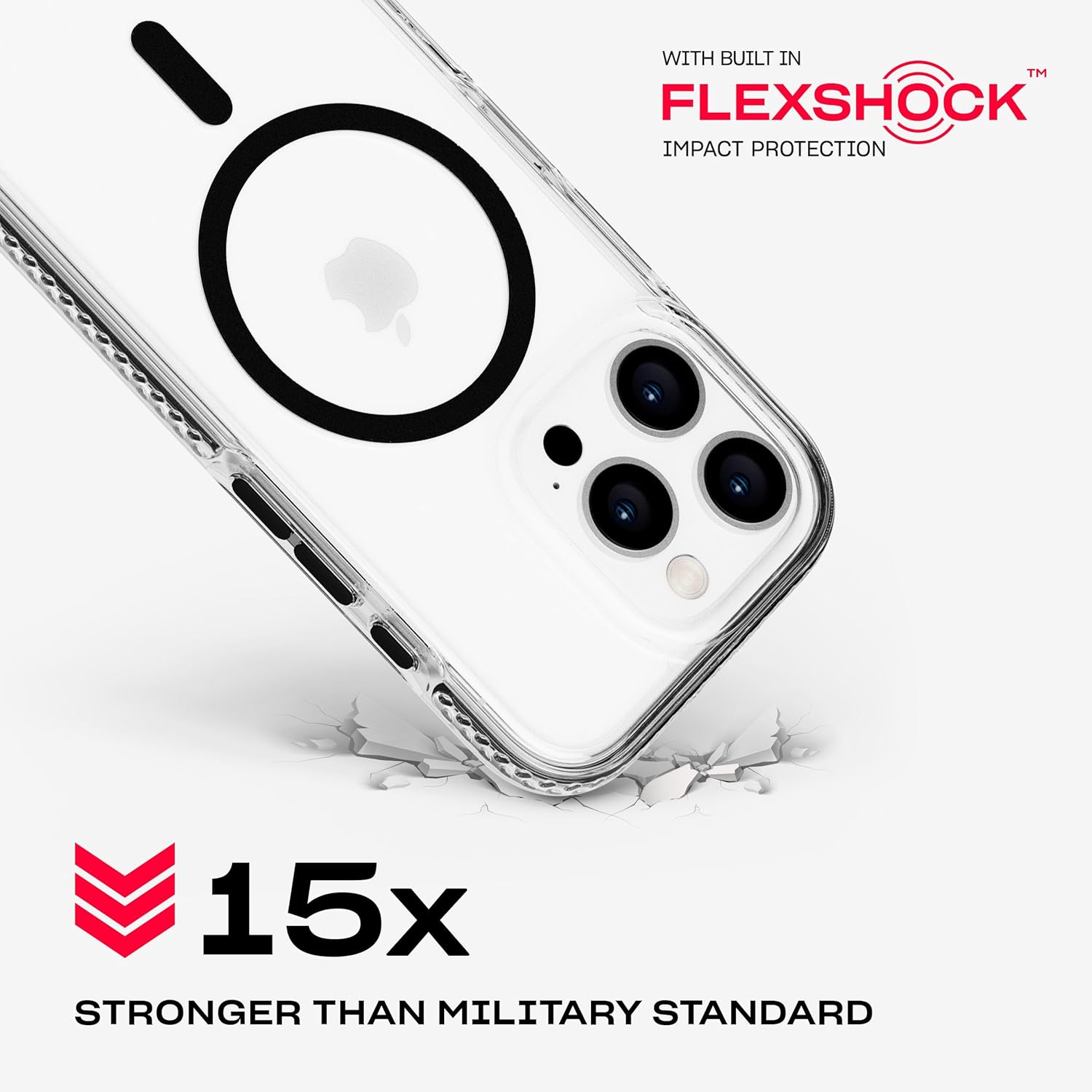 Tech21 Evocrystal for Iphone 16 Pro - Compatible with Magsafe - Impact Protection Case 15X Military Standard Tested - in Black - Clear image number 2