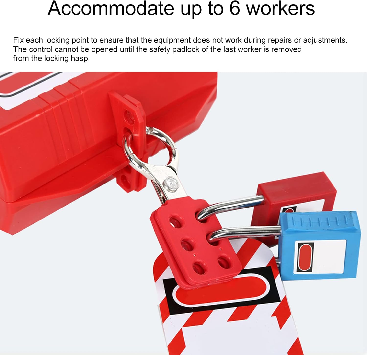 Gugxiom 10PCS Lock Out Tag Out Hasp, 6 Hole Design Padlock Hasp for Lockout Station, Safety Hasp Lock, up to 6 Workers, for Industrial Chemical image number 1