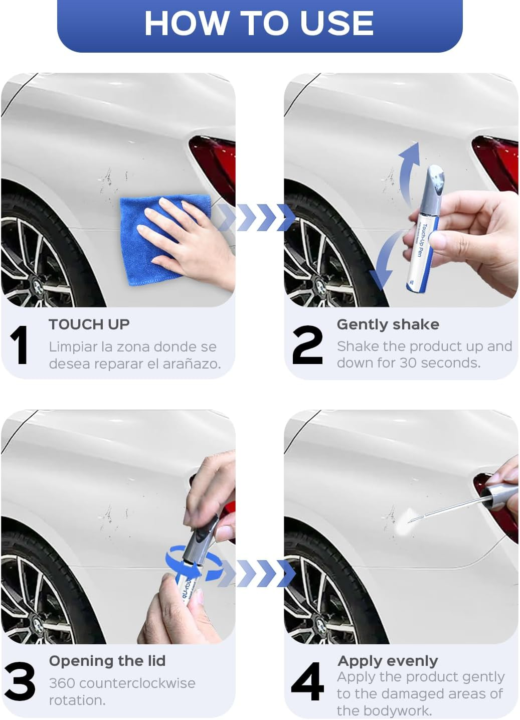 Touch up Paint for Bmw-Exact Match&ndash;Chips and Nicks Touch up - Mineral White Metallic Tricoat(A96) image number 3