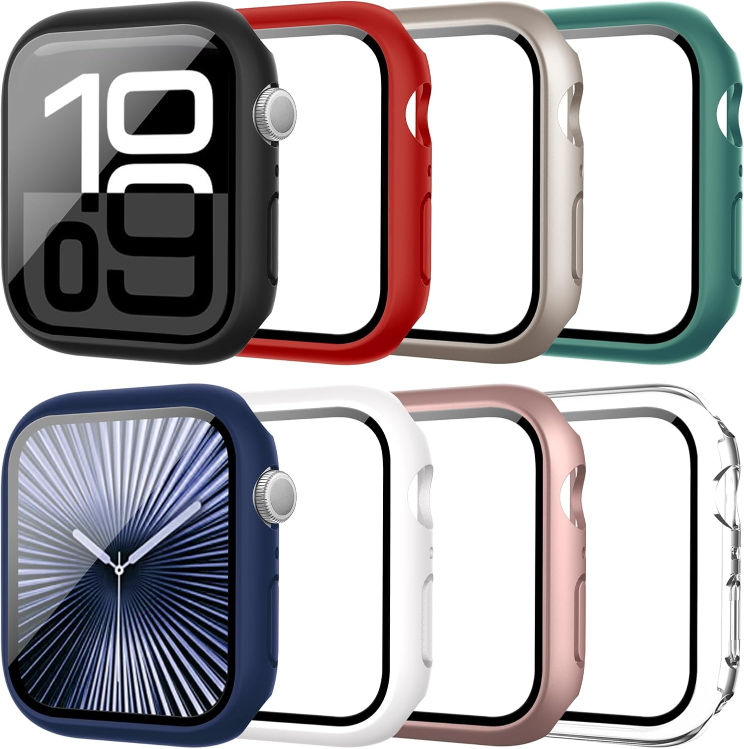 Tiorecime 8 Pack Case for Apple Watch Series SE 3/SE 2/SE/6/5/4 40Mm with Tempered Glass Screen Protector, Hard PC Bumper, Scratch Resistant Protective Cover Compatible with Iwatch SE 3/SE 2/SE/6/5/4 image number 2