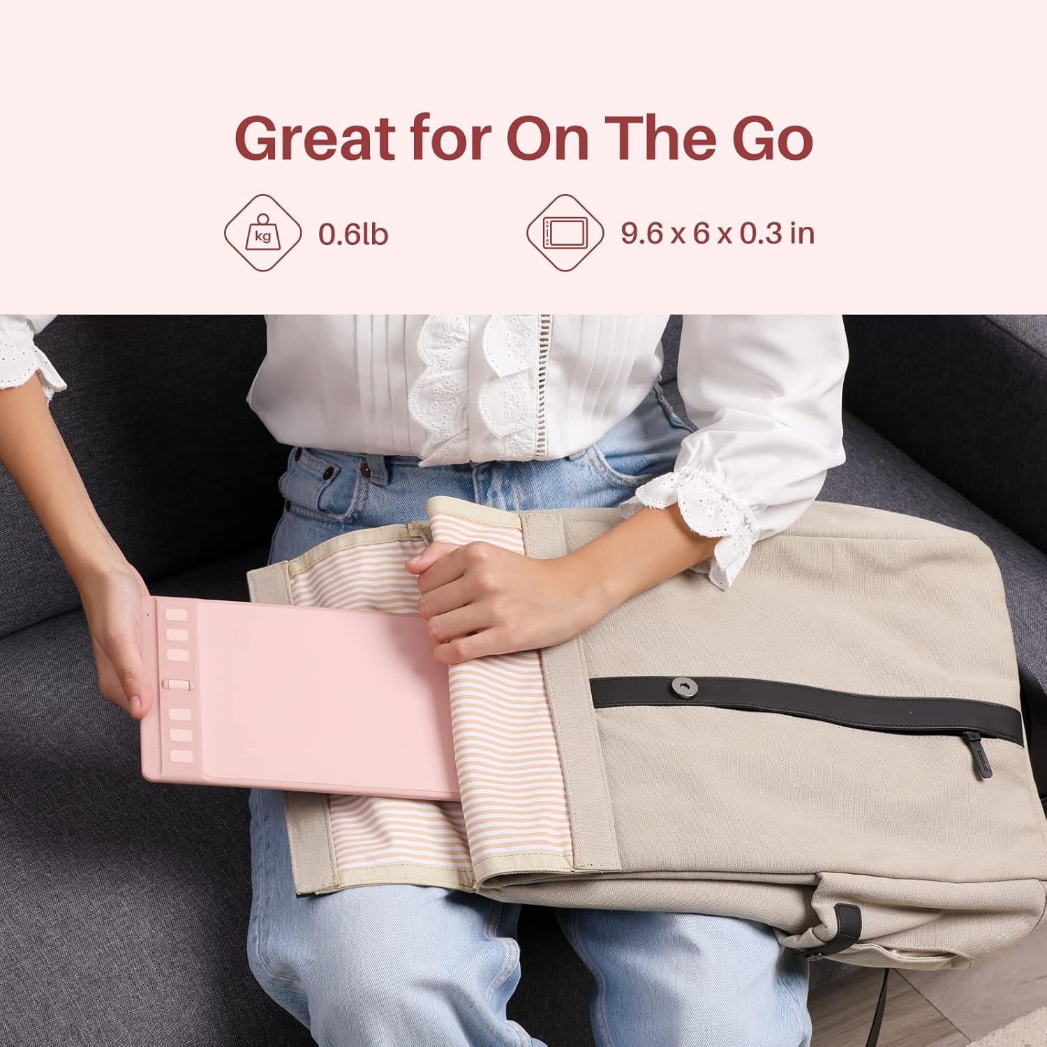 HUION Inspiroy 2 Small Drawing Tablet with Scroll Wheel 6 Customized Keys Battery-Free Stylus for Digital Art, Design, Photo Editing, 6X4 Graphics Tablet Works with Mac, PC & Moible, Pink image number 3