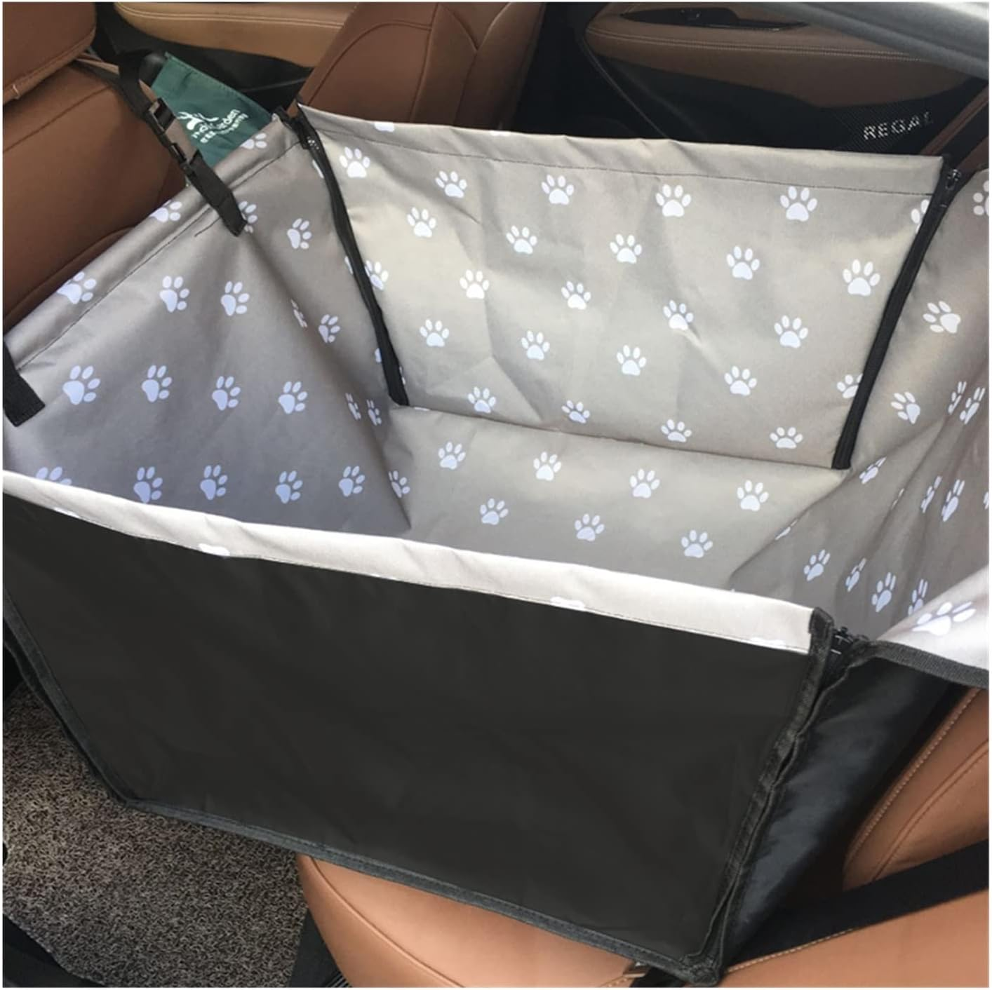 Dog Car Seat Cover Pet Carrier Dog Car Seat Cushion Suspension Mattress Carrying Dog Transport Dog Hammock(Color:Gray Footprint) image number 6