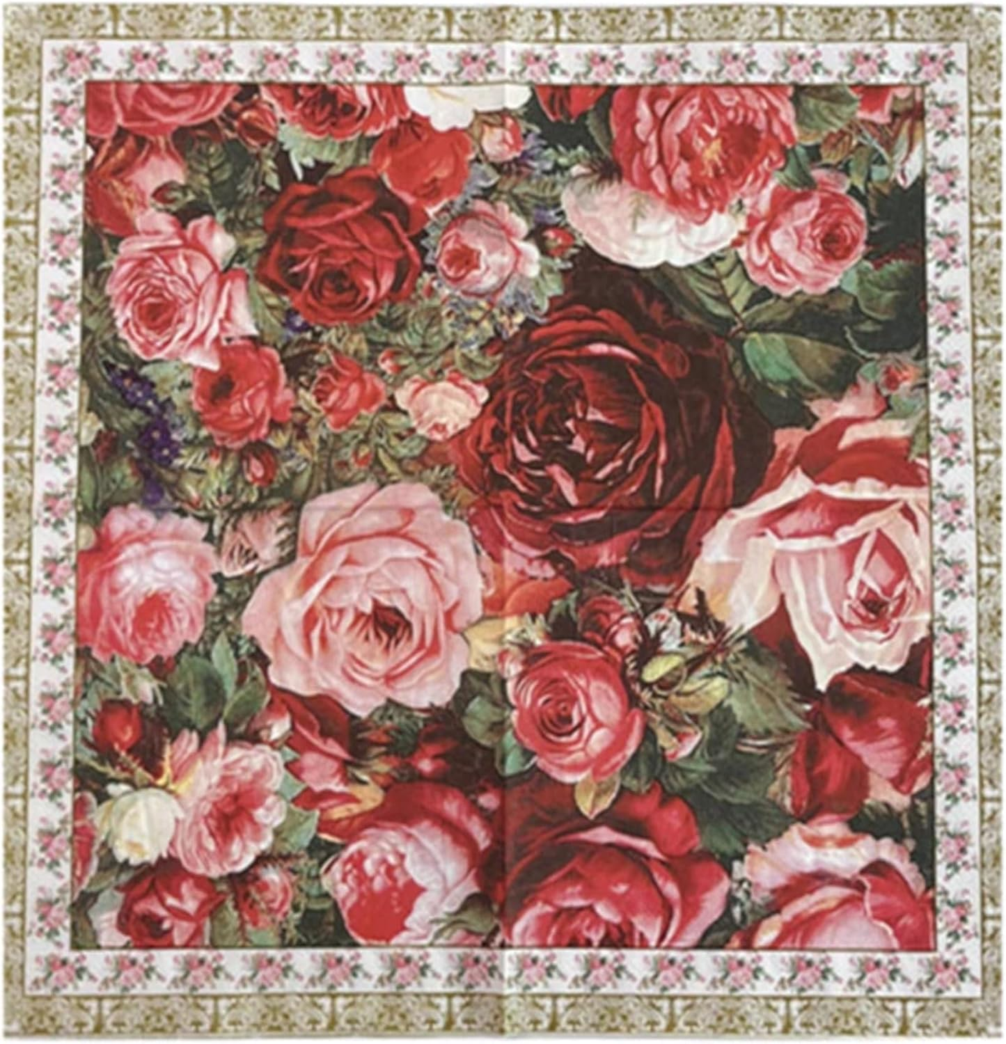 Vintage Full Printed Floral Napkins Paper Disposable Decorative Luncheon Dining Paper Napkins Wedding Bridal Shower Party Napkins 33X33Cm/2-Ply (FR068) - Fr068 image number 5