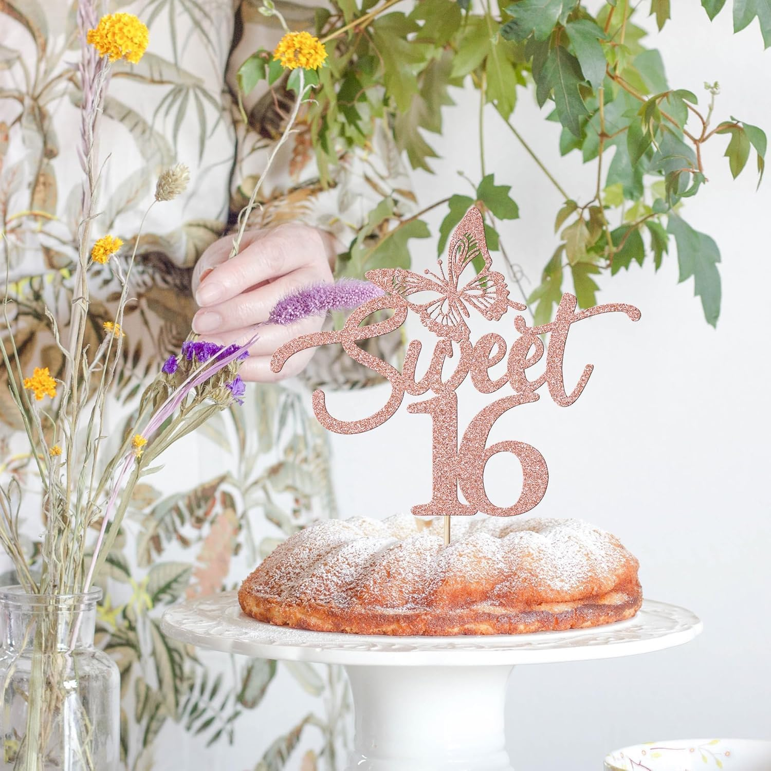 Confetti! Sweet 16 Butterfly-Themed Rose Gold Cake Topper &ndash; Perfect for 16Th Birthday, Anniversary & Wedding Celebrations image number 5