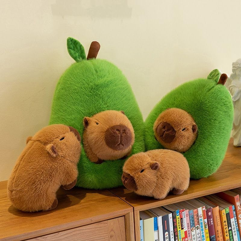 Esoes 35 Cm Cute Capybara Cuddly Toy, Capybara Plush Toy, Avocado Plush Dolls, Removable Avocado Headgear, Soft Stuffed Toy, Plush Simulation Toy image number 1