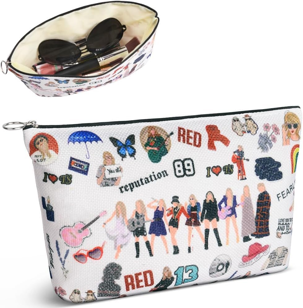 AYBUY Makeup Bag, Music Themed Personalised Cosmetic Bag, Music Lover Storage Bag, Zip Music Cosmetic Bag for Music Festivals, Travel, Inspired Gifts for Mom, Sister, Singer, Fans (C)