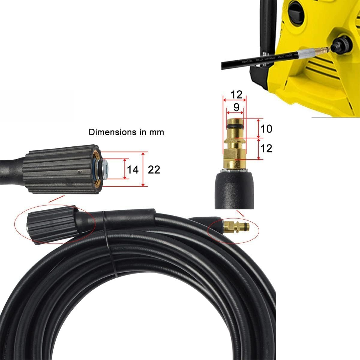 High Pressure Washer Adapter, High Pressure Hose Attachment, Hose Adapter Quick Connect, Brass M22 Washer Gun Hose Pipe Convert Tool Hoses Accessories (M22 14MM Fitting Hose Connector) image number 6