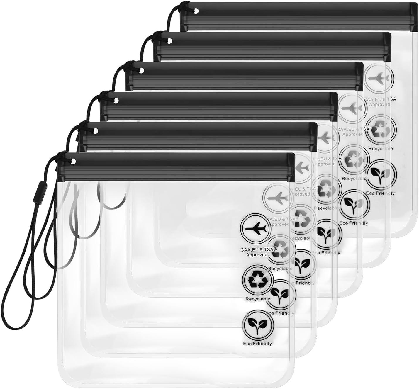 Vervesourced 6Pc Airport Security Liquids Bags, Airport Liquid Bags 20 X 20 Cm, Clear Toiletry Bag for Travel, Clear Plastic Makeup Bag for Women Travel Essentials image number 1