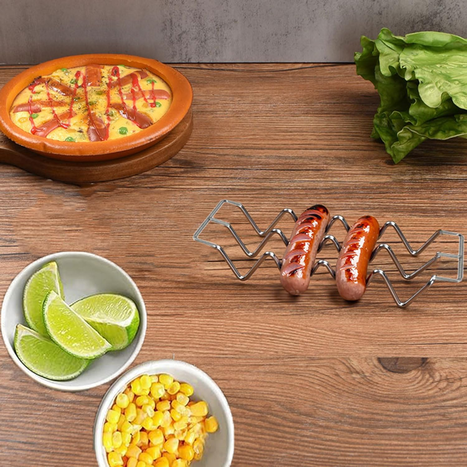 3Pcs Taco Holder, Stainless Steel Taco Shell Holder Stand, Hold 3 or 4 Hard or Soft Shell Taco, Taco Tray Plates for Bar Kitchen Baking, Oven Dishwasher and Grill Safe, Gifts Accessories image number 4