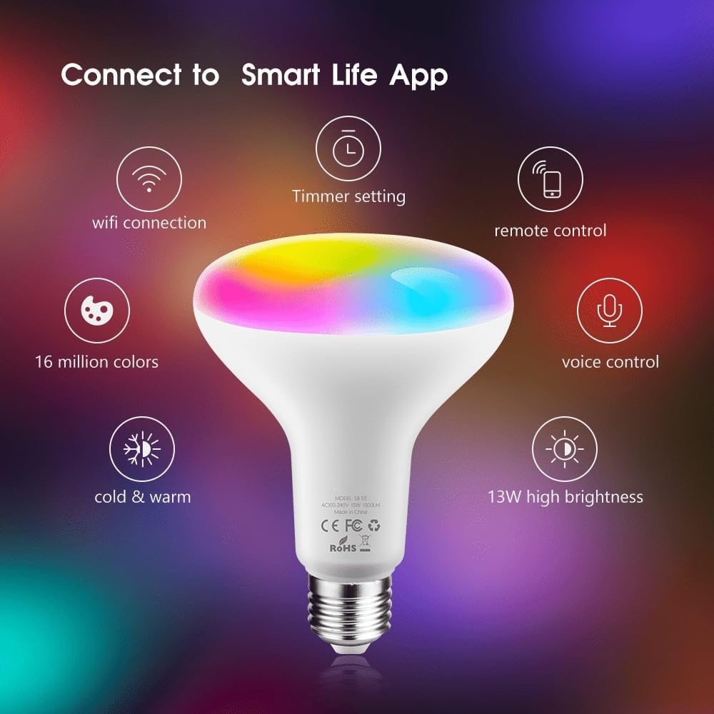 Uantii Smart Light Bulb 13W Tuya Wifi Smart Bulb Led Lamp E27 RGB Smart Light Bulbs Wireless Remote Control Smart Lamps for Alexa and Google Assistant image number 3