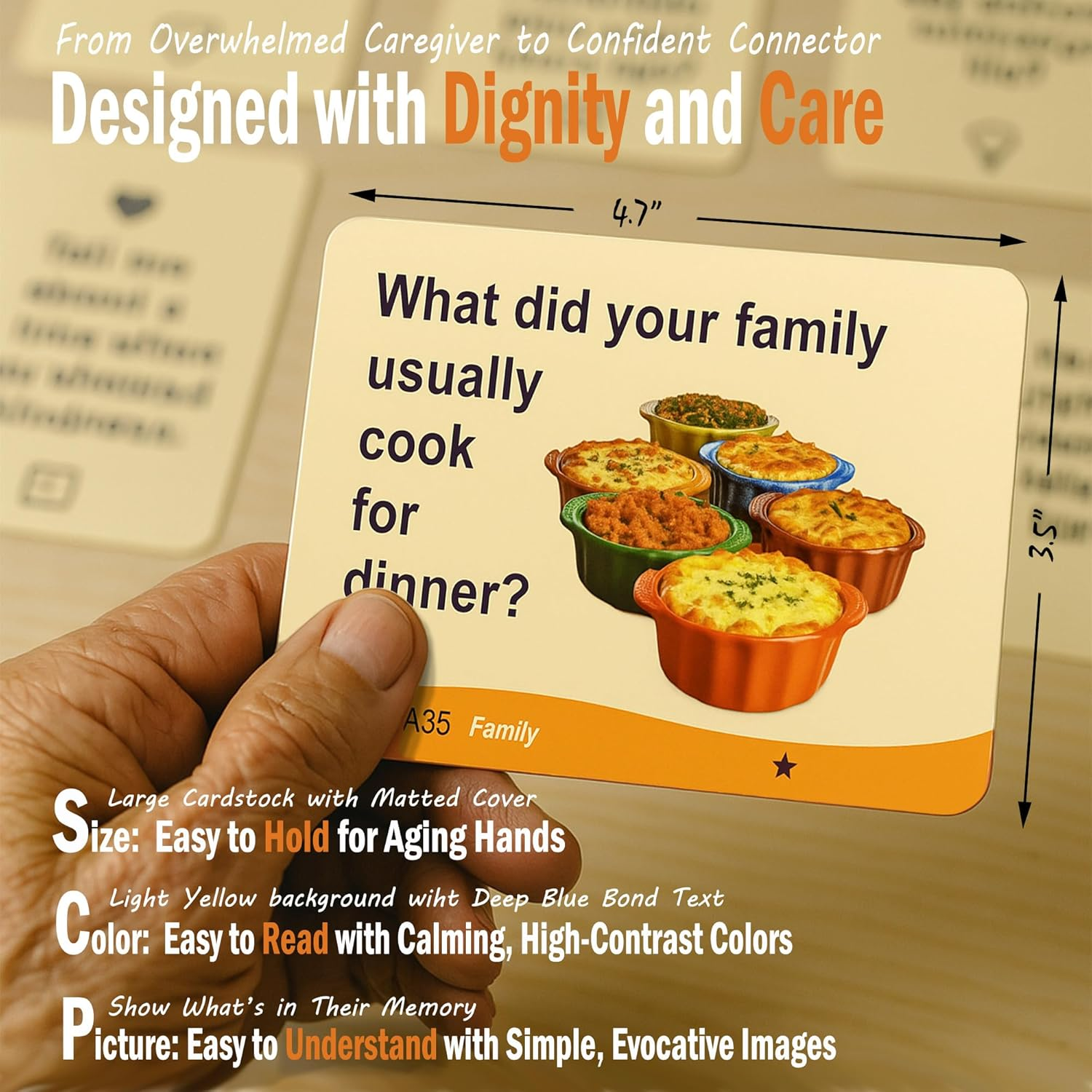 Comficare Dementia Conversation Cards: Alzheimers Activities for Dementia Patients,240 Engaging Prompts for Memory Recall, Emotional Connection & Cognitive Stimulation&ndash;Reminiscence Therapy image number 1
