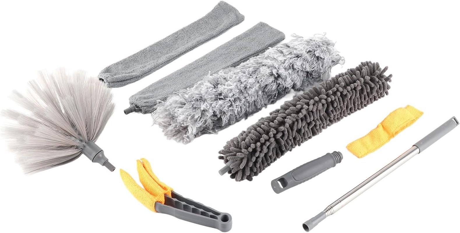 9Pcs Microfiber Duster Kit Extendable Plume Duster House Cleaning Tool for Ceiling Fan Car image number 5