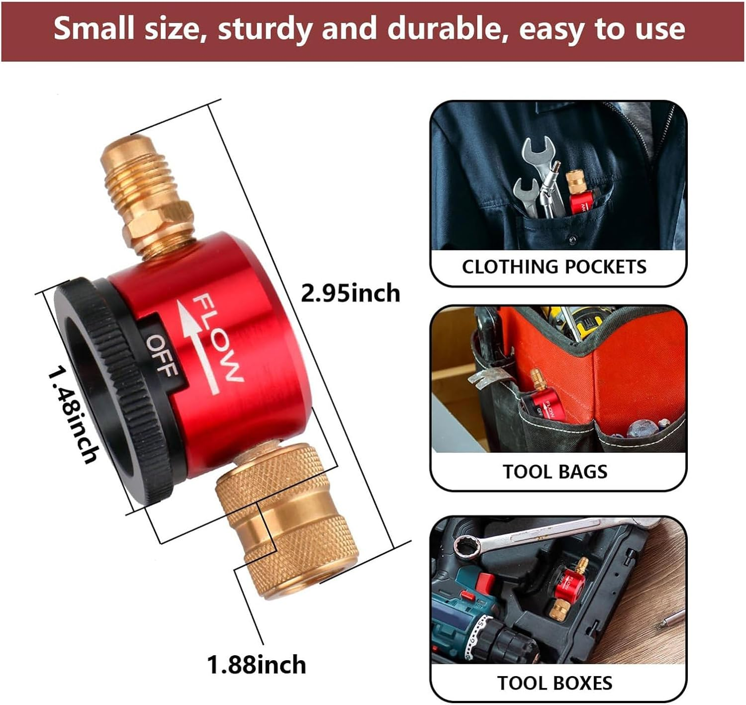 Nitrogen Purge Tool, Essential HVAC Equipment for Air Conditioning System Maintenance, Nitrogen Purging Tools, 1/4 Inch Port, 3 Point Position Dial, Red image number 4
