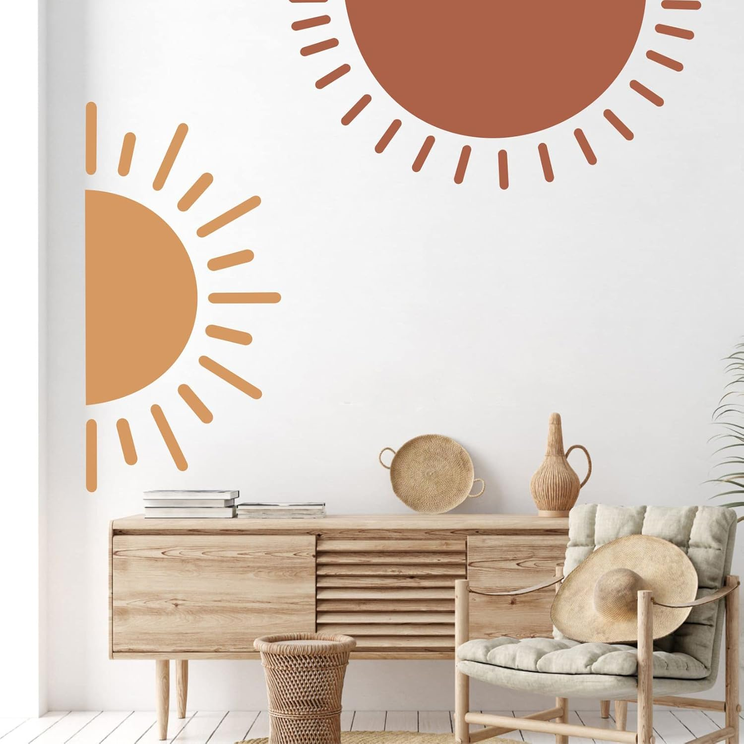 Half Sun Wall Decal Large Wall Decal Sunshine Wall Stickers Vinyl Wall Art Decals Removable Sun Decals for Walls Sunrise Sticker Peel and Stick Headboard Wall Decals for Nursery Kids Room Bedroom image number 4
