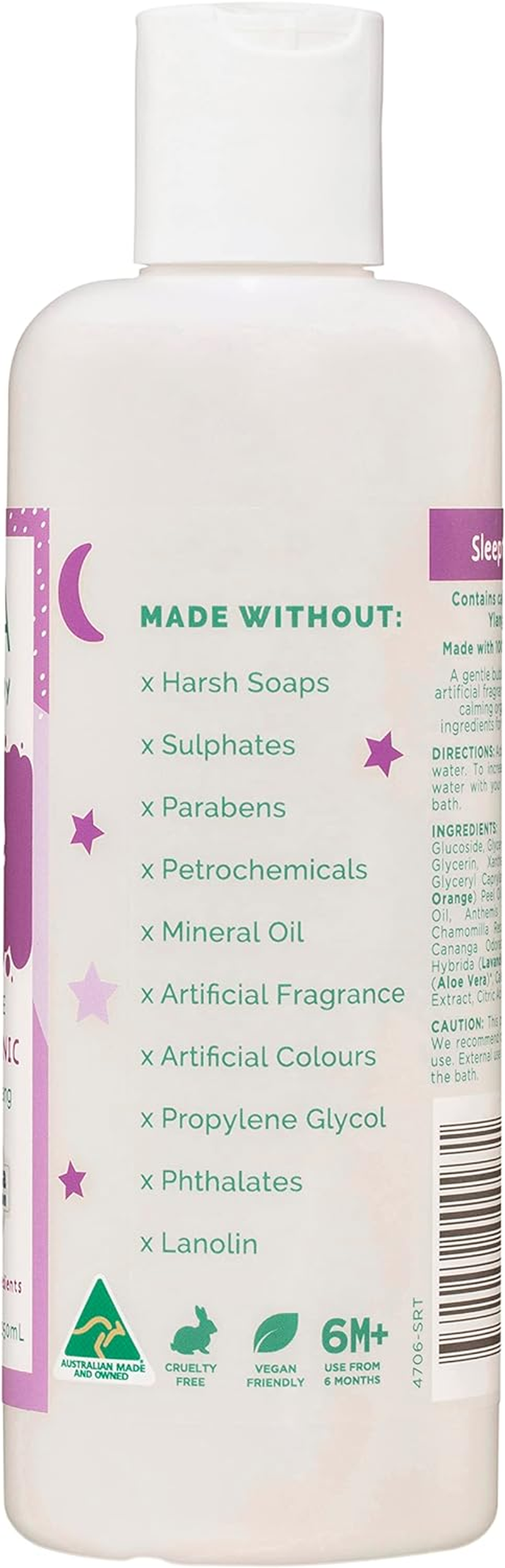 GAIA Skin Natural Baby Bubble Bath Sleeptime ; 100 Percentage Natural Origin ; Sensitive Skin Formula ; Organic Lavander ; Organic Ylang Ylang ; Sulphate Free ; Perfume Free ; Australian Made - 250Ml image number 6