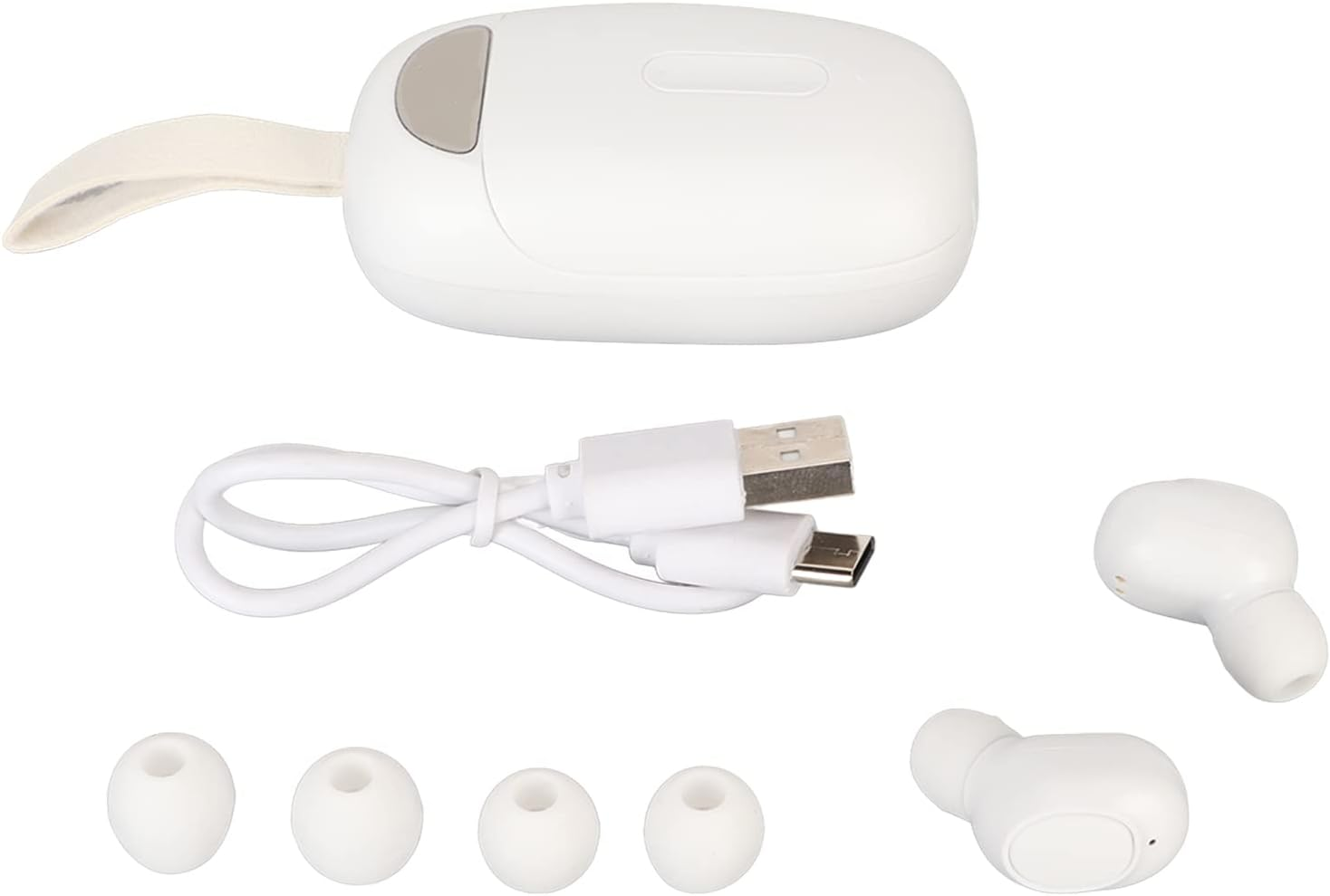 Bluetooth Earbuds Stereo IPX7 Heavy Bass Digital Power Display Wireless Earphones with Charging Case for Sports Fitness Running Black (白) image number 1