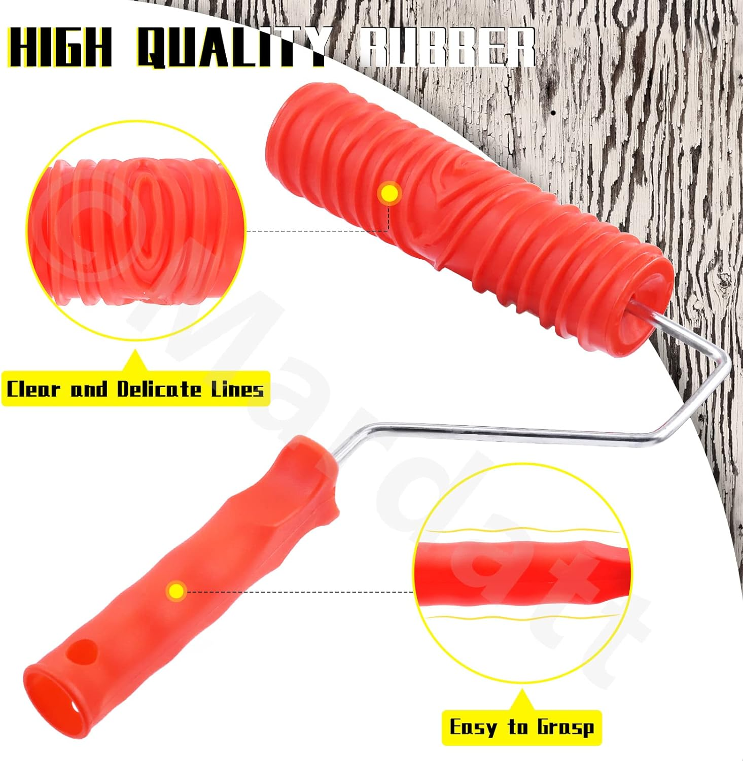 Wood Graining Painting Tool Set MS16 MS21 Rubber Empaistic Grain Pattern Roller Painter with Handle, Art Wallpaper Imitation Wood Texture Graining Tool for DIY Wall Room Decoration image number 4