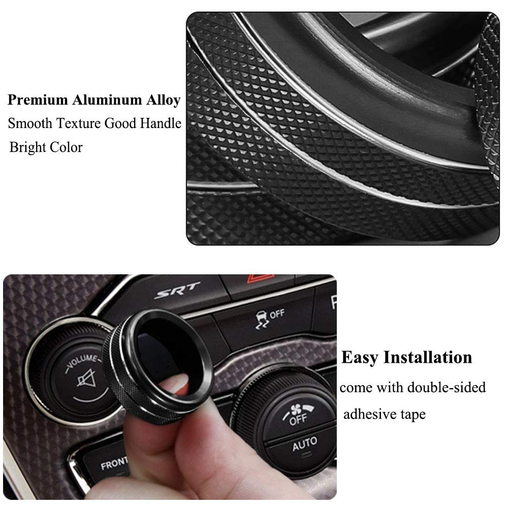 AC Air Conditioner Volume Tune Knob Button Cover for Dodge Ram 1500 2500 3500 2013-2018 for Dodge Challenger Charger Durango Journey Chrysler 200 300 300S Jeep Cherokee Grand Cherokee (Black) image number 1