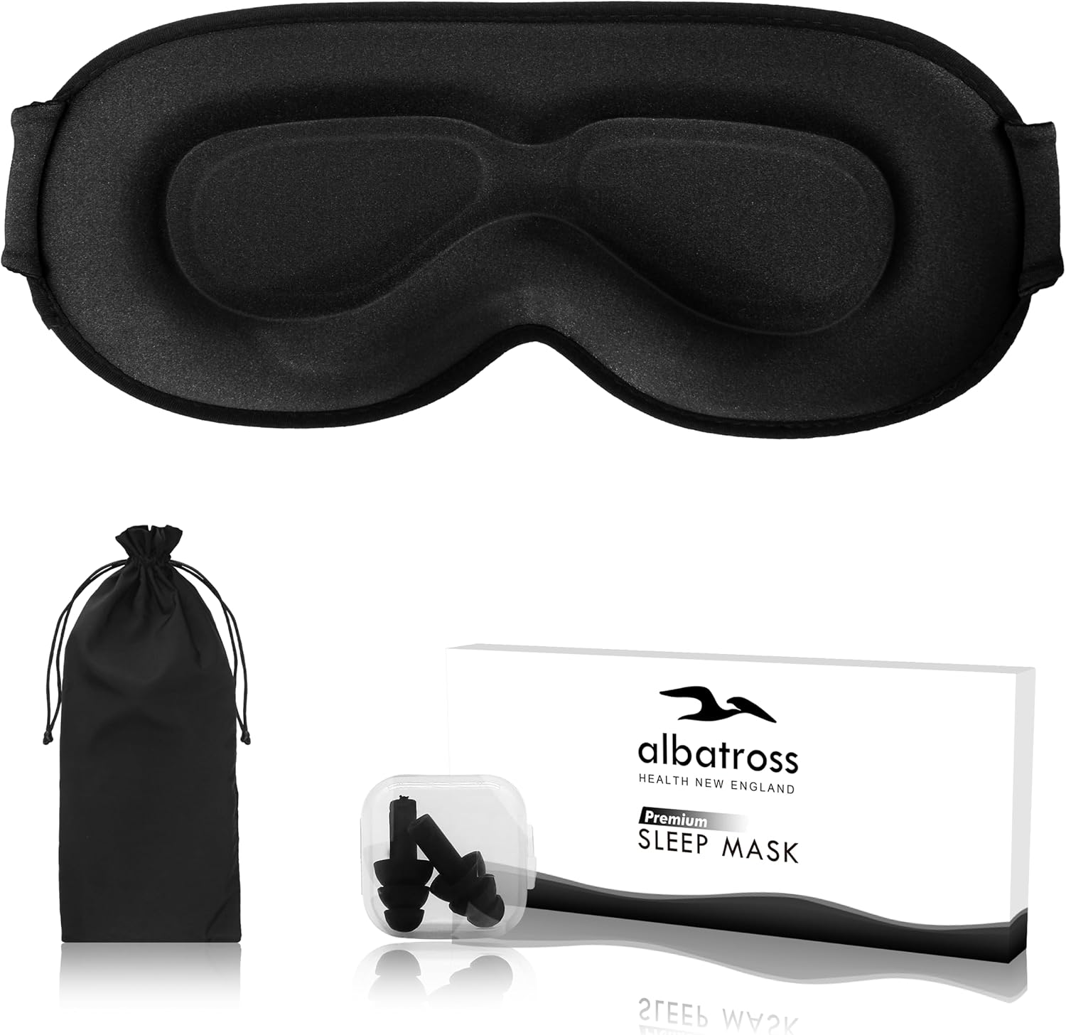Sleep Mask for Men Women, Upgraded 3D Contoured Cup Eye Mask Blindfold, Block Out Light, Eye Mask with Adjustable Strap, Breathable & Soft for Sleeping, Yoga, Traveling (Black)