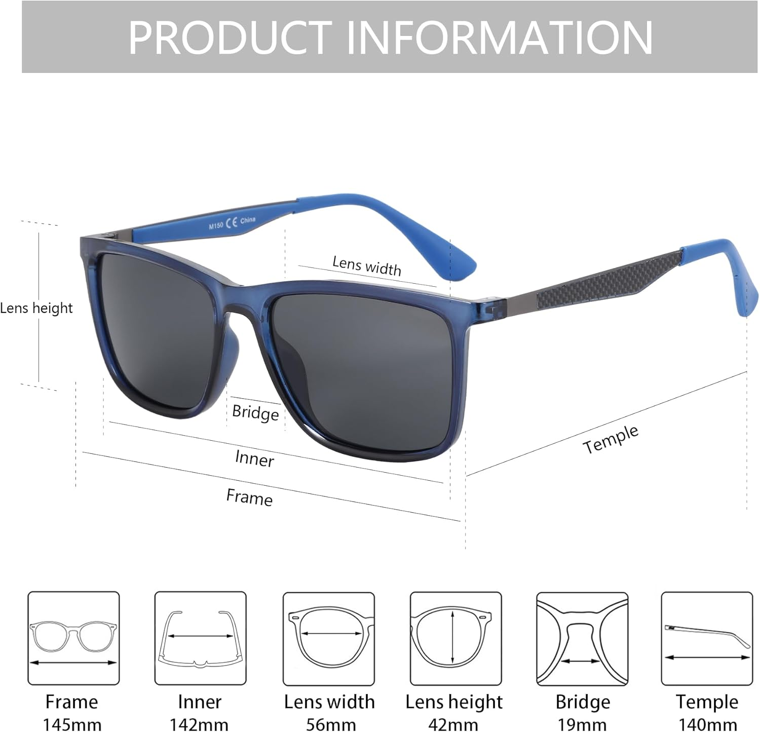 ZENOTTIC Polarized Sunglasses for Men Square : Carbon Fiber Rectangle Ultralight Frame UV400 Protection - Classic Sunglass for Driving Golf Fishing image number 1