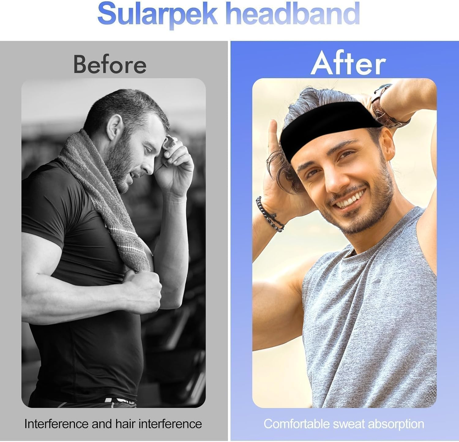 Sularpek Hair Bands, Pack of 3 Women'S Hair Bands, 7.5 Cm Black Wide Hair Band, Non-Slip Headband, Women, Elastic Hair Bands for Running, Cycling, Yoga, Fitness image number 6