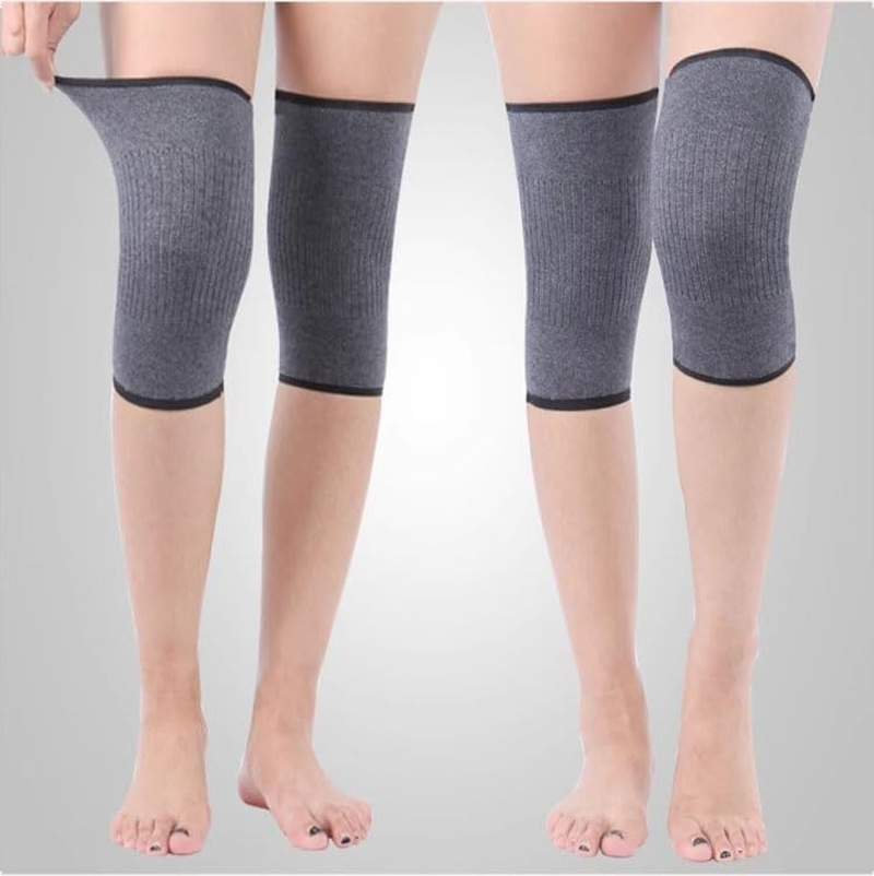 Unisex Gray Cashmere Knee Pads, Thick Elastic Knitted Knee Sleeves for Arthritis Winter Warmth, Bicycle Skiing Running Sports image number 1