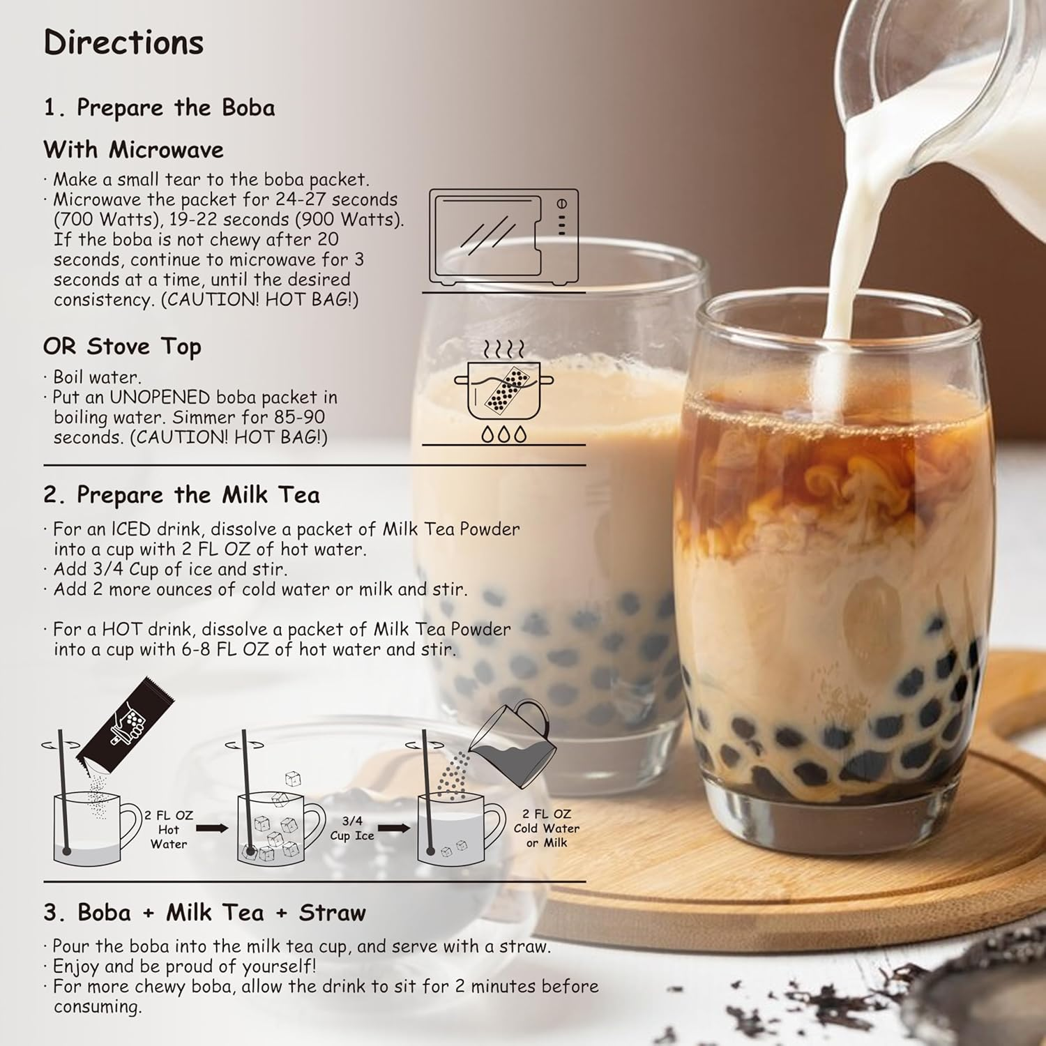 Boba Moo Mini Premium Boba Tea Kit with Classic Milk Tea Flavor - Only 10,000 Kits Yearly, Small Batch Bubble Tea Kit with Exceptional Taste & Chewiness, Vegan, Lactose-Free, 3 Servings image number 4