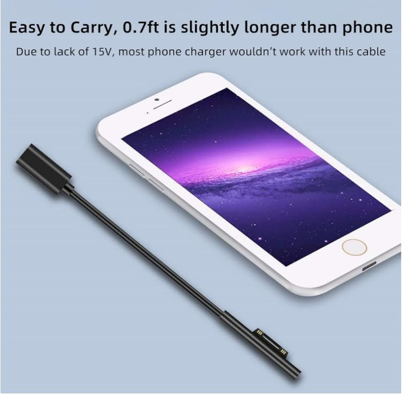 Surface Connect to USB-C Charging Cable Compatible for Microsoft Surface Pro7 Go2 Pro6 5/4/3 Laptop1/2/3 & Surface Book, Works with 45W 15V3A USBC Charger PD - 0.2 Meters (Black Female) image number 5