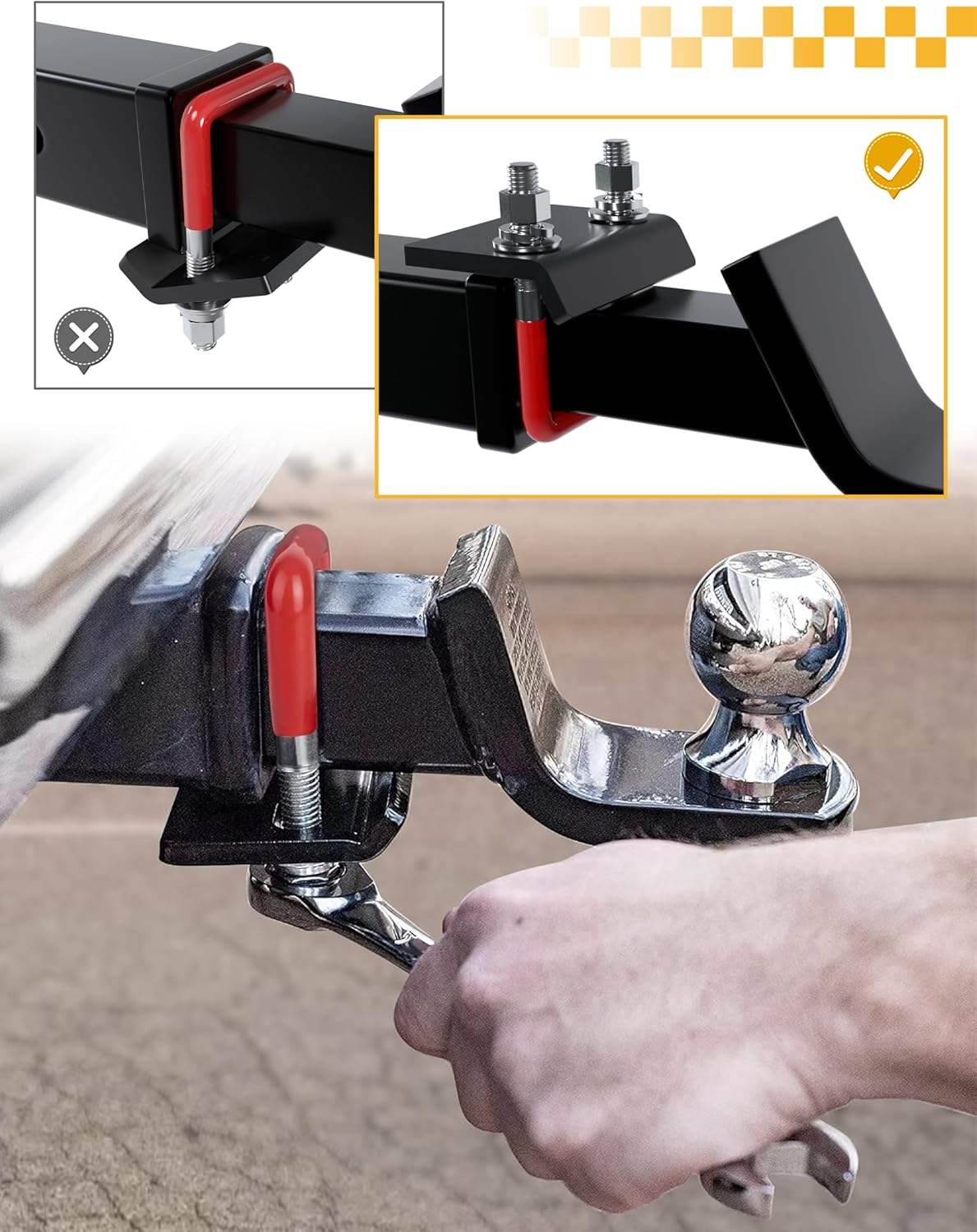 RETRUE Hitch Tightener, Hitch Stabilizer Heavy Duty Anti-Rattle Clamp for 1.25" and 2" Hitches, Reduce Movement from Hitch Tray Cargo Carrier Bike Rack Trailer Ball Mount, Rubber Coated