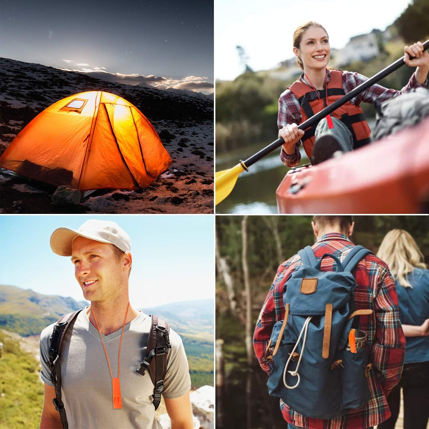 AUGSUN 40 Pcs Emergency Safety Whistle Plastic Whistles Set with Lanyard,Red and Orange image number 2