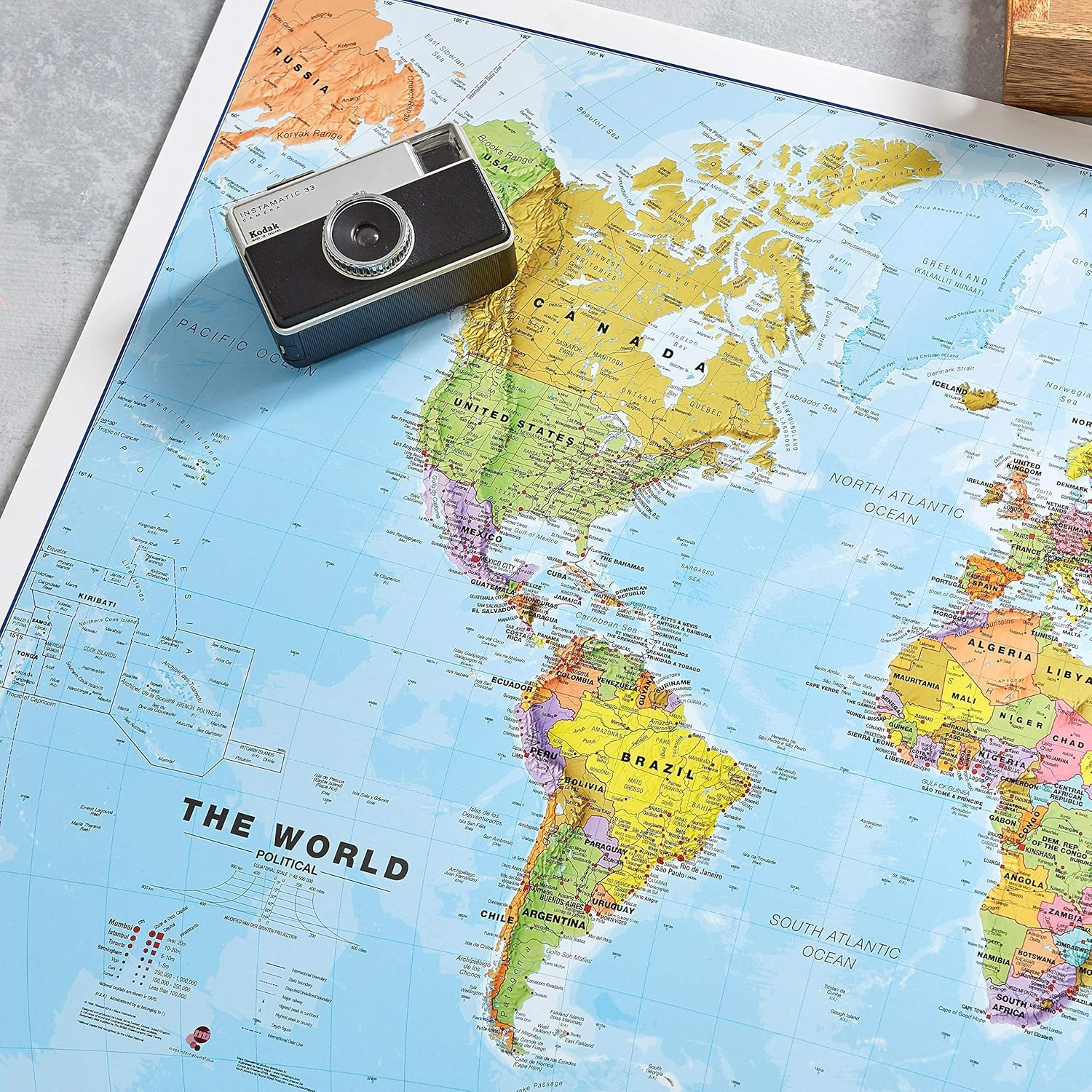 Maps International - World Map with Flags - Laminated - 84.1Cm (W) X 59.4Cm (H)