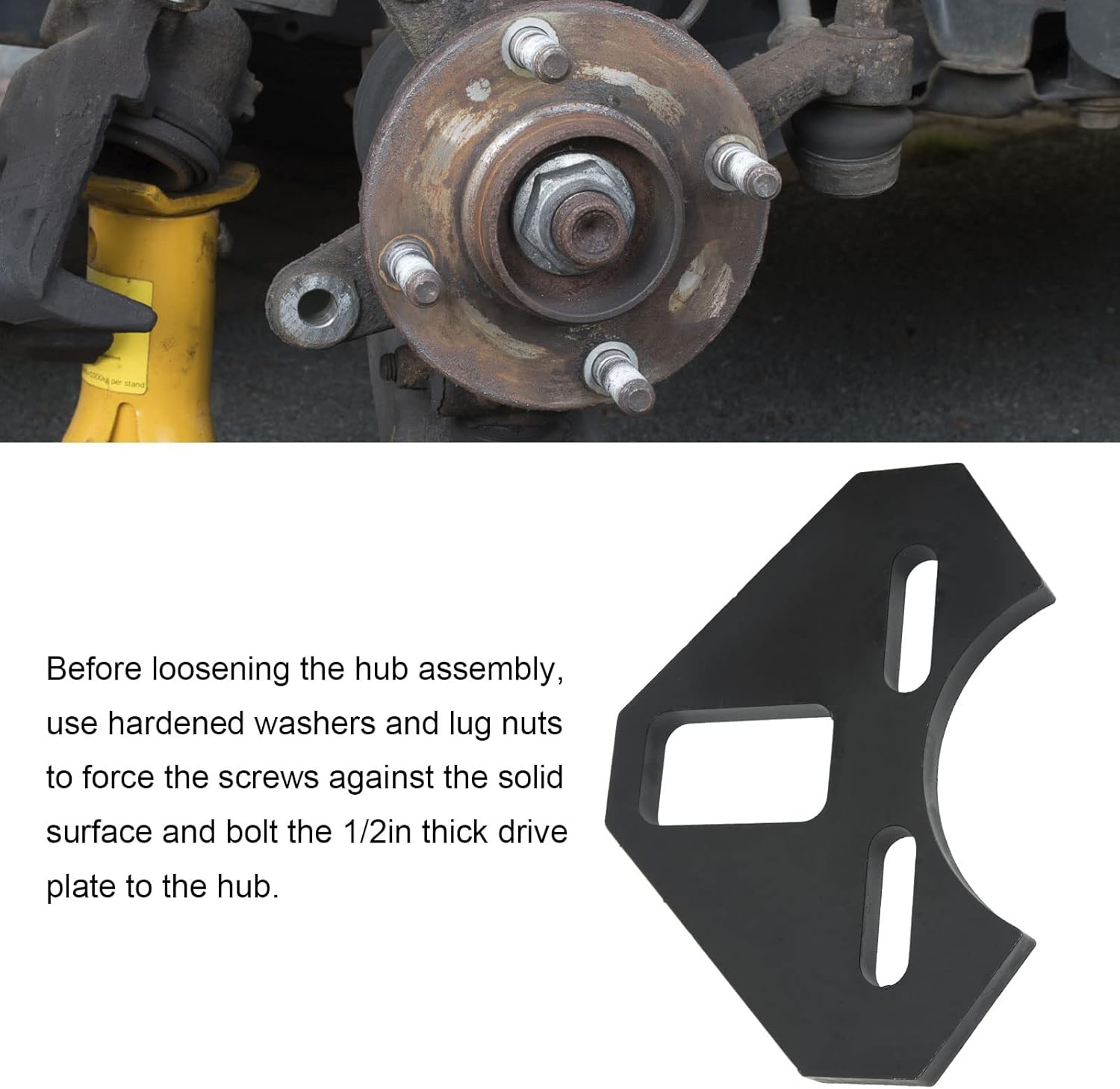 40100 Hub Remover, Carbon Steel Wheel Frozen Hub Removing Tool Fit for Most 5 6 8 Lug Hub Assemblies Found on Cars and Trucks, Wheel Bearing Hub Removal Tool Assembly, Black image number 4