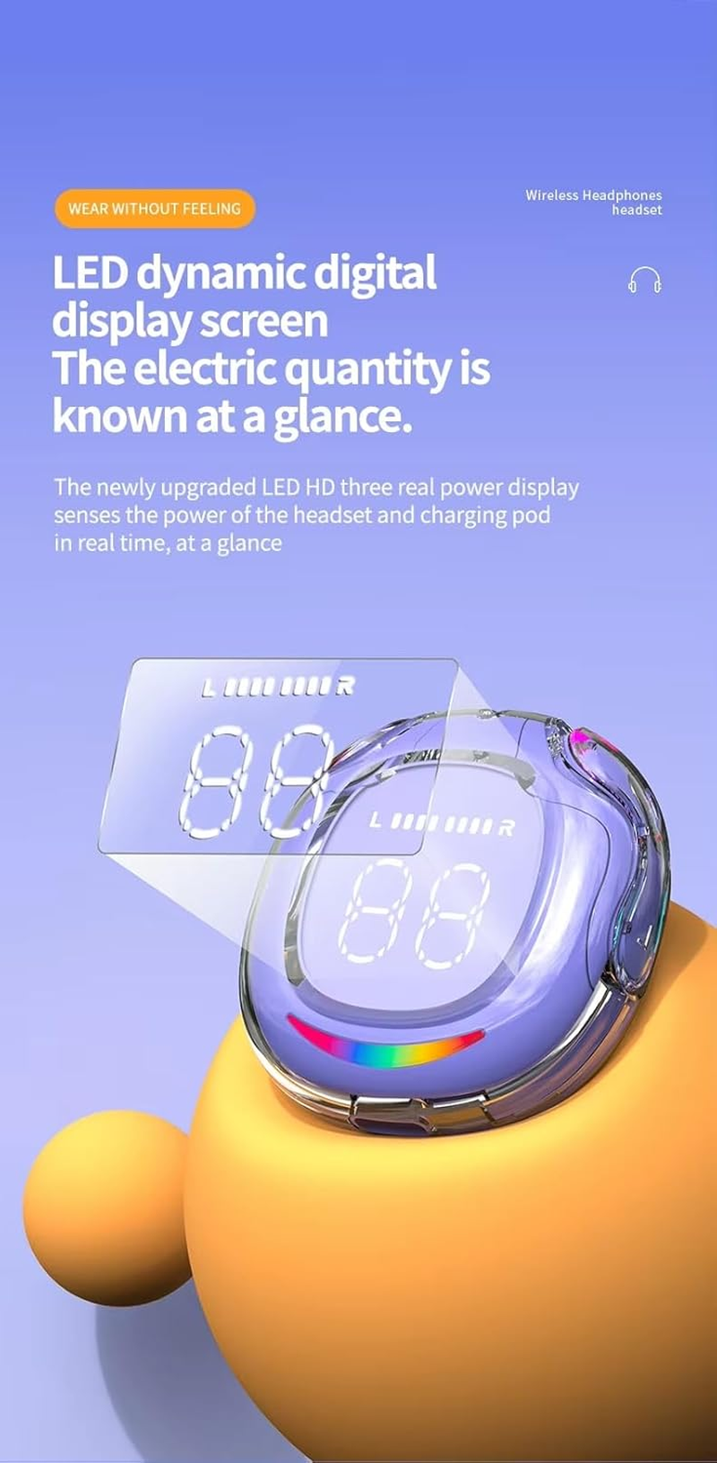 ELLENNE Slim Slim Headphones Bluetooth 5.3 AIR40 White Black Gaming Low Latency Wireless TWS Dual Channel Transparent (White) image number 4