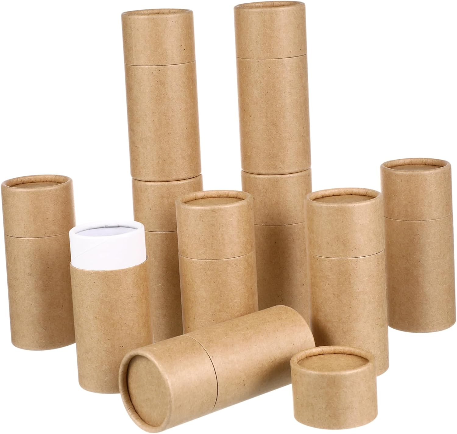 10Pcs Essential Oil Bottle Paper Cylinder Boxes Kraft Brown Storage Containers with Lid for 50Ml Bottles, Reusable Packaging for Travel and Packing