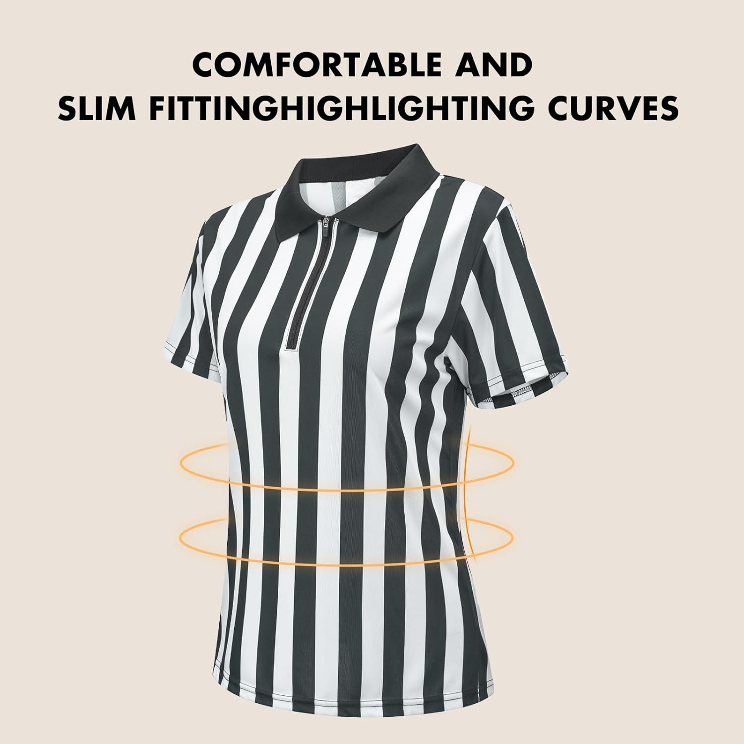 Women'S Referee Shirt Official Black and White Stripe Ref Umpire Jersey for Basketball Football Halloween Costume image number 1