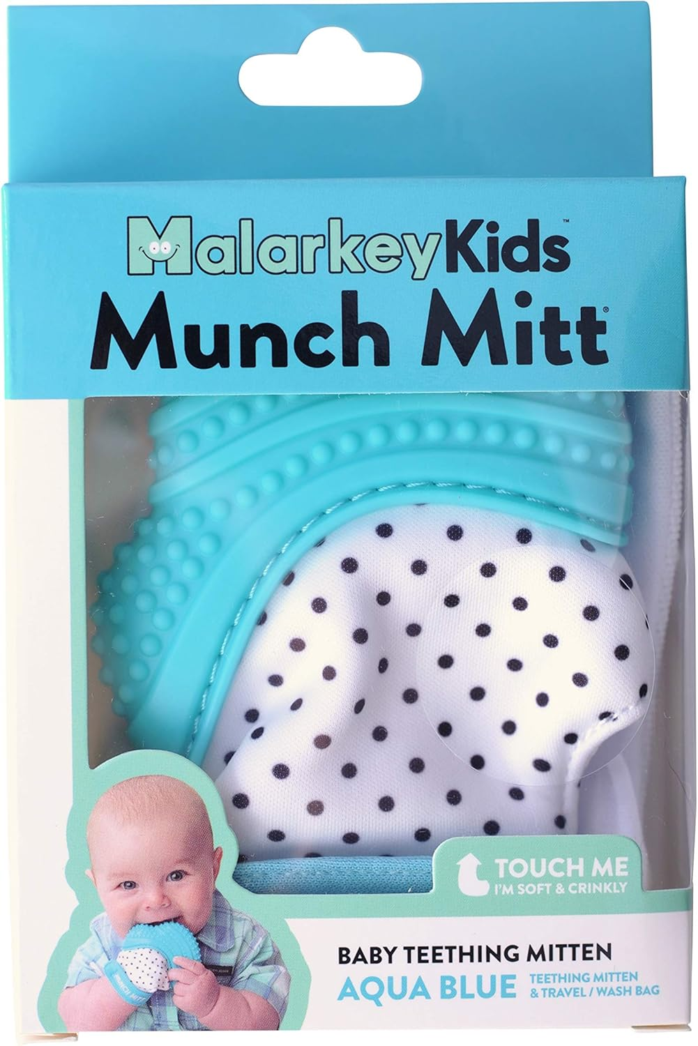 Munch Mitt Sensory Teething Mitten, Aqua Blue image number 2