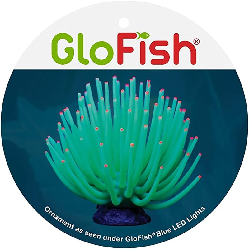 Glofish Anemone Ornament, Detailed Aquarium Ornament, Large Green, Creates a Glowing Effect image number 2
