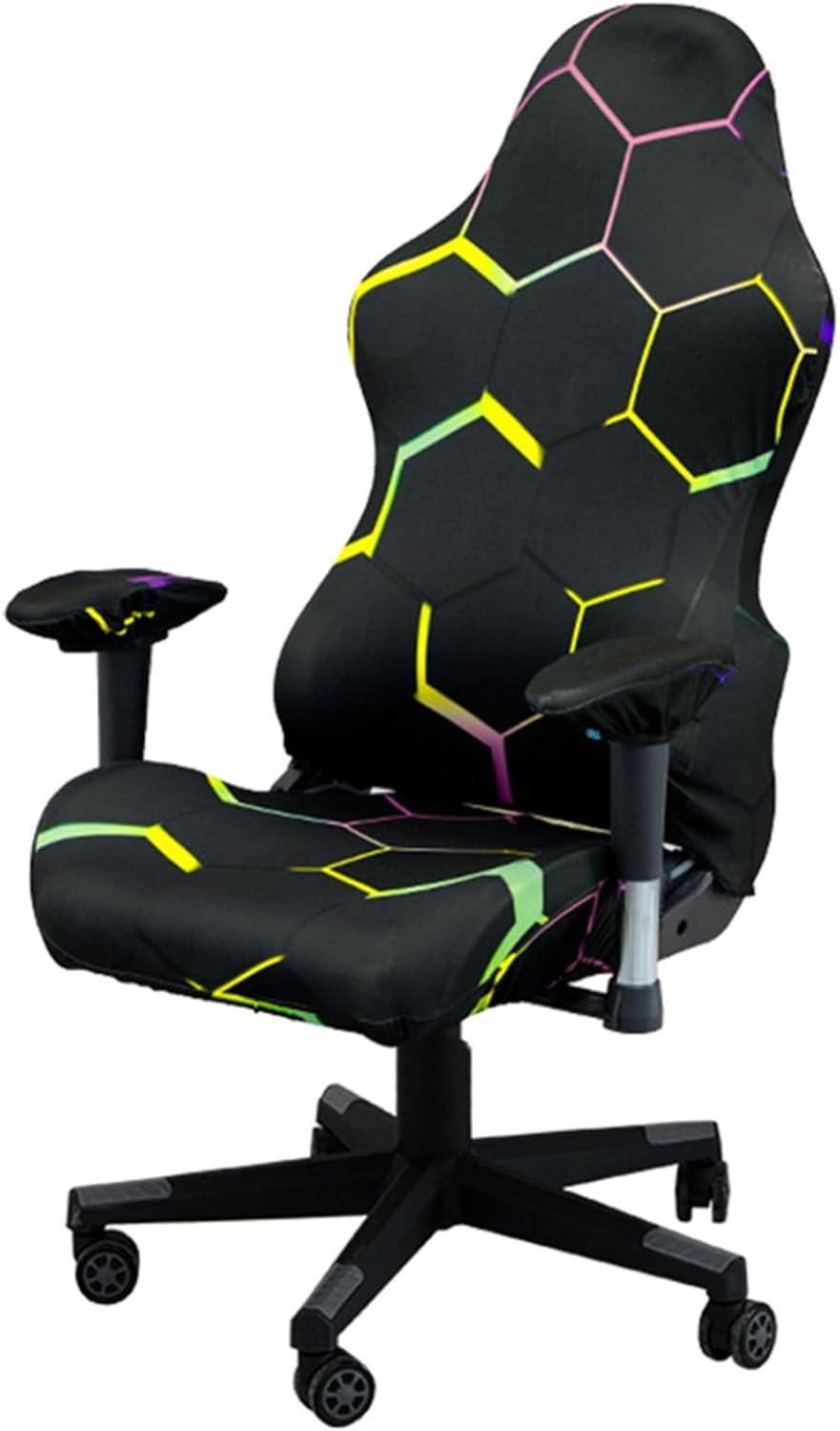Gaming Chair Covers, with Armrest Cover Computer Chair Slipcovers Stretchable Elastic Machine Washable Gaming Chair Seat Cover(B) image number 2