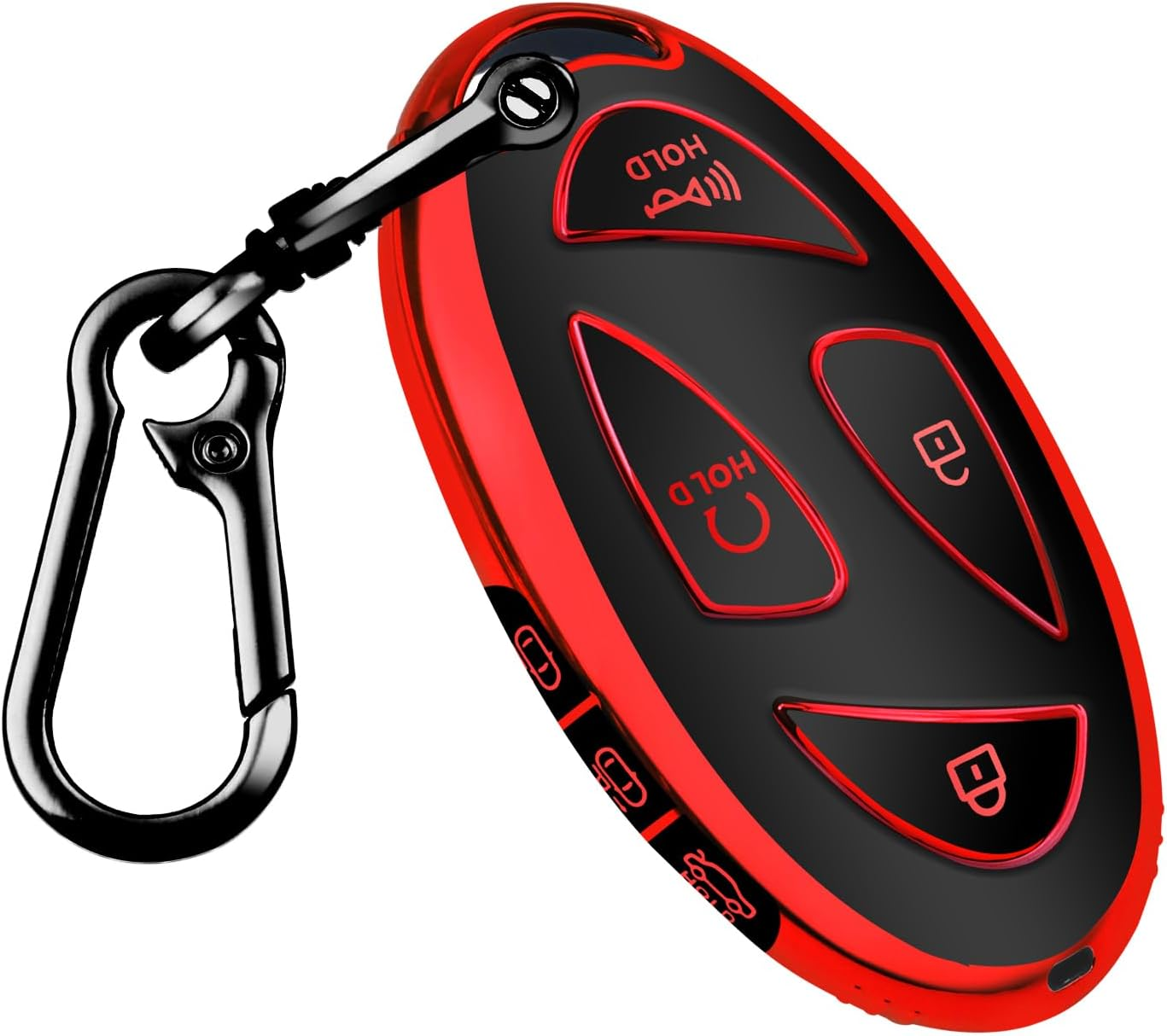 QBUC for Hyundai Kona Key Fob Cover,Key Case for Hyundai Ioniq 6 Grandeur GN7 KONA Elanrtra Sonata Tucson 2023 2024 2025 Santa Fe Smart Key Protector with Keychain(Red, 7 Buttons) image number 4