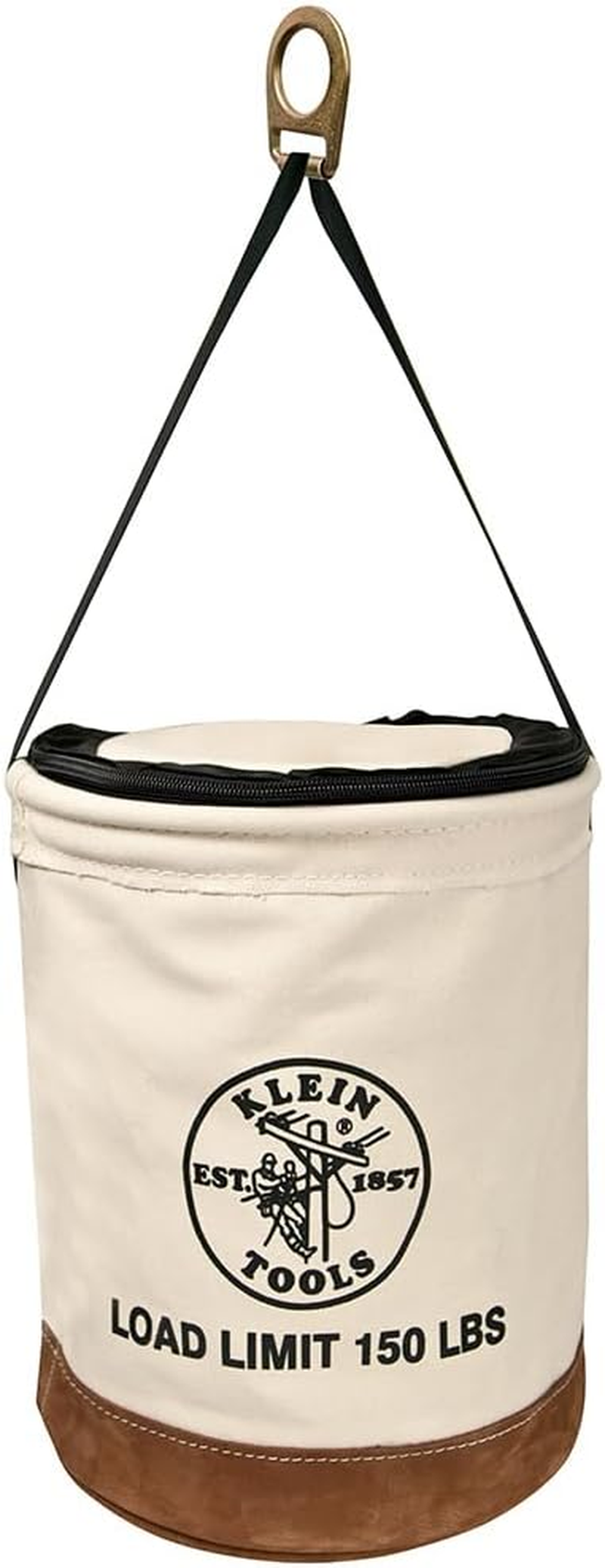 Klein Tools Heavy Duty Velcro Top Bucket, 17", Canvas Bucket Bag for Tools, Storage or Travel, Premium Canvas and Leather Bucket Bin for Tool Organisation, Canvas Container with Velcro Brand Fasteners image number 2