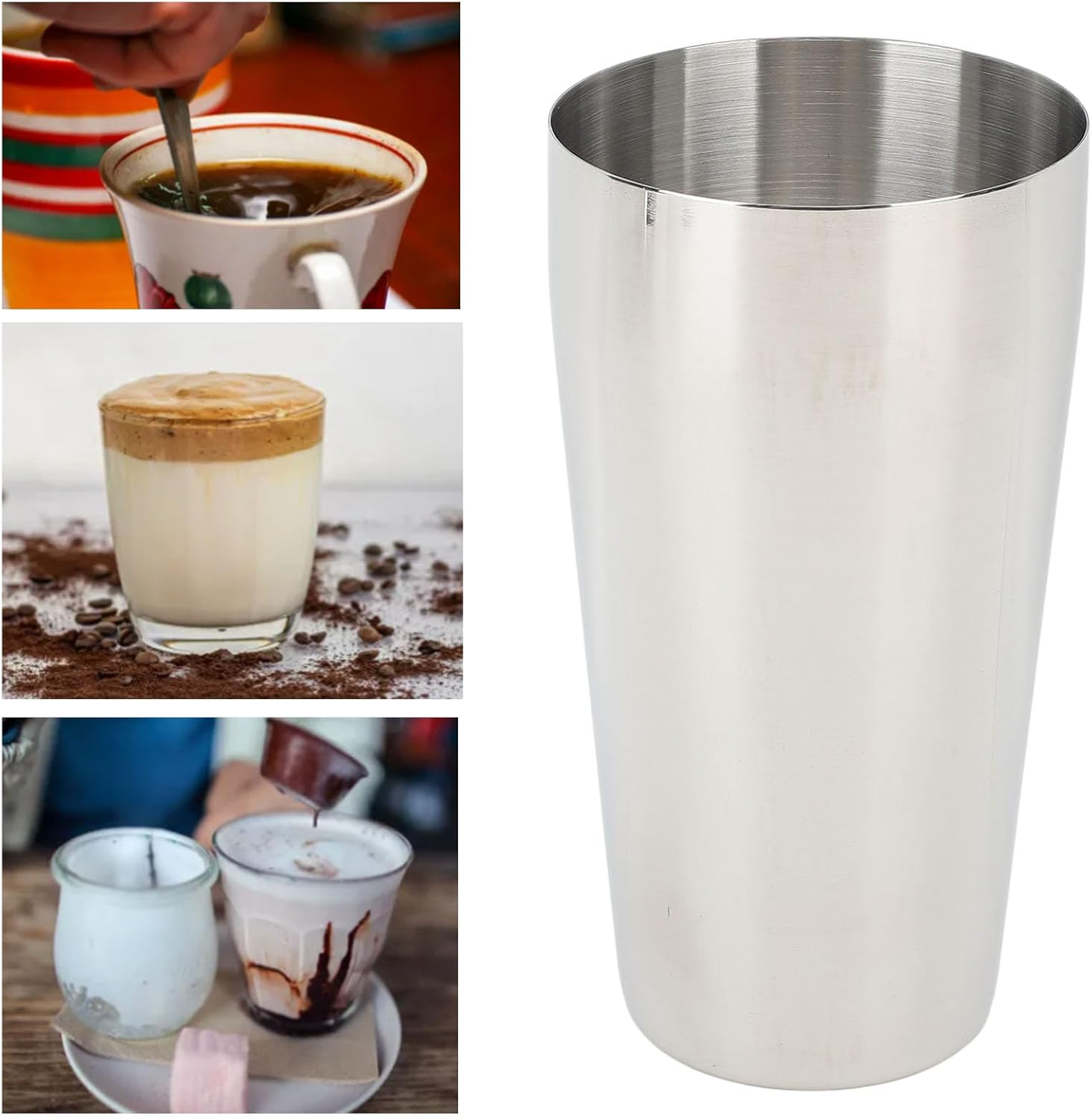 Milkshake Mixing Cup, 750Ml 304 Stainless Steel Milkshake Ice Cream Mixer Mixing Cup, Proof Milkshake Cup for Milkshakes, Juices, Ice Cream, Fruit Salads