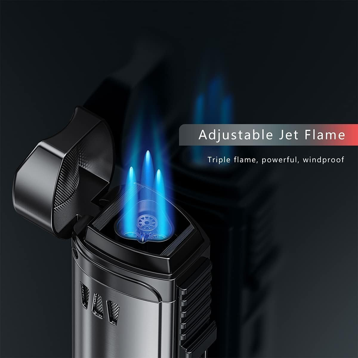 Butane Torch Lighters with Punch Triple Jet Flame Windproof Adjustable Flame Lighter (Sold without Gas) image number 2