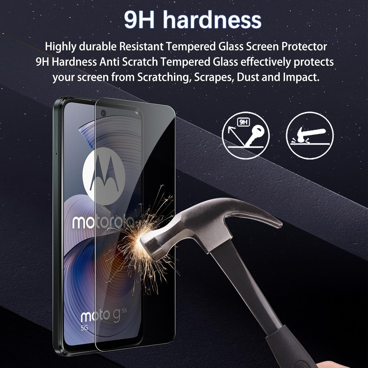 GXAYZ Privacy Screen Protector for Motorola Moto G55 5G, Privacy Tempered Glass Protection, Anti-Peeping Privacy Film, Anti-Spy Protective Glass, Pack of 2 image number 2