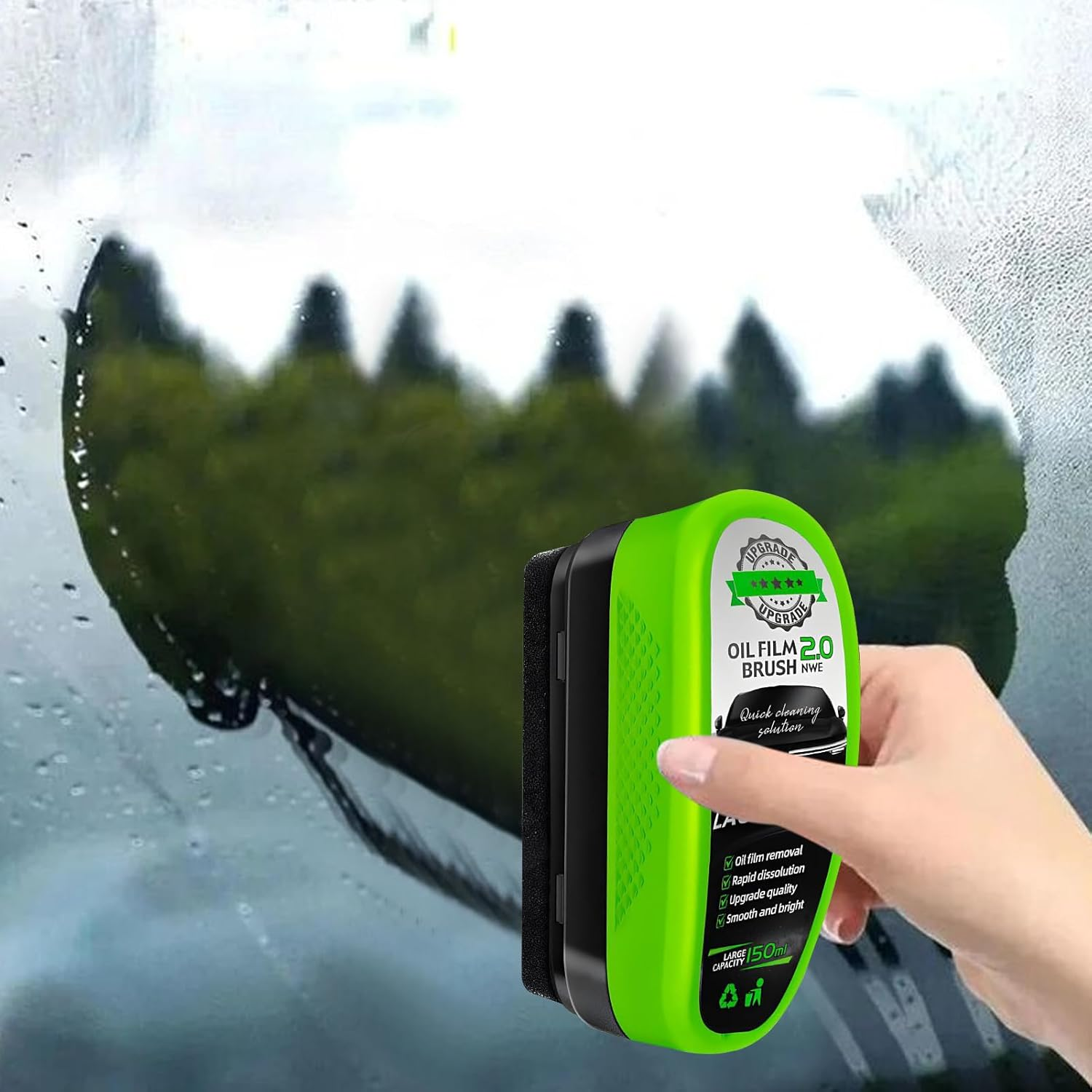 Oil Film Cleaner Agent - Automotive Glass Detailing Cleaner with Brush | Oil Film Stain Removal Long-Lasting Vehicle Maintenance Solution for Rain Marks Bird Droppings Stickers image number 2
