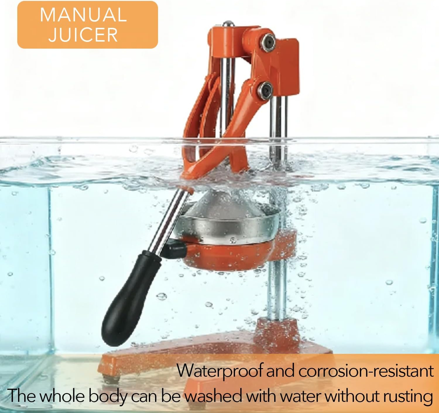MINYII Orange Juice Squeezer Professional Citrus Juicer Durable Stainless Steel Lemon Squeezer - Heavy-Duty, Easy-To-Clean - Sturdy Manual Citrus Press & Orange Squeezer (Black) image number 4