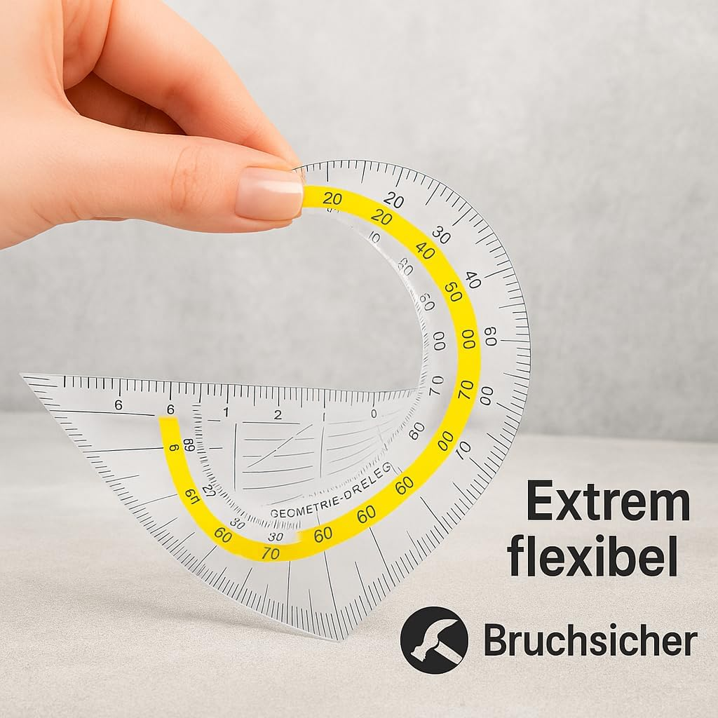 My-Goodbuy24 Geometry Triangle - Pack of 12 - Flexible Material - Shatterproof - Transparent - Set Square for School and Office - Ruler image number 2